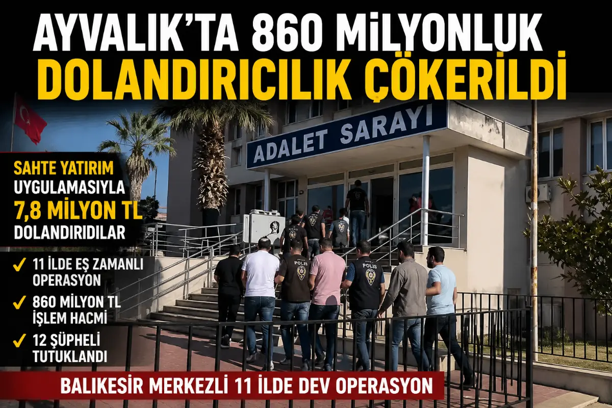 Ayvalık Merkezli 860 Milyon TL’lik Siber Dolandırıcılık Operasyonu: 12 Şüpheli Tutuklandı